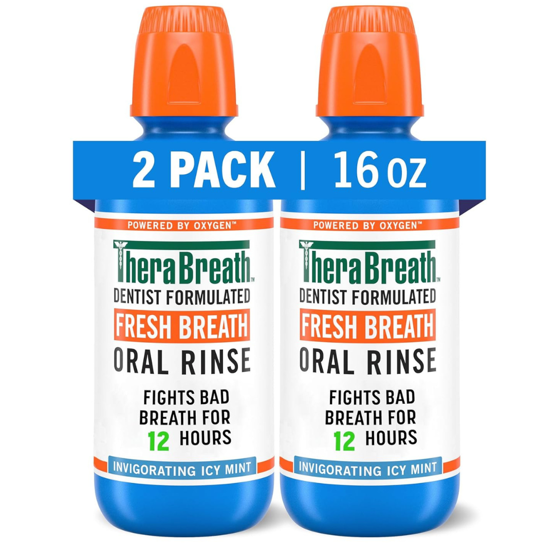 2-Count 16oz TheraBreath Fresh Breath Mouthwash (Icy Mint Or Mild Mint)