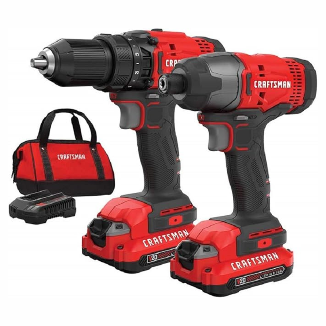 Craftsman 20V 2-Tool Power Tool Combo Kit With 2 Batteries & Charger