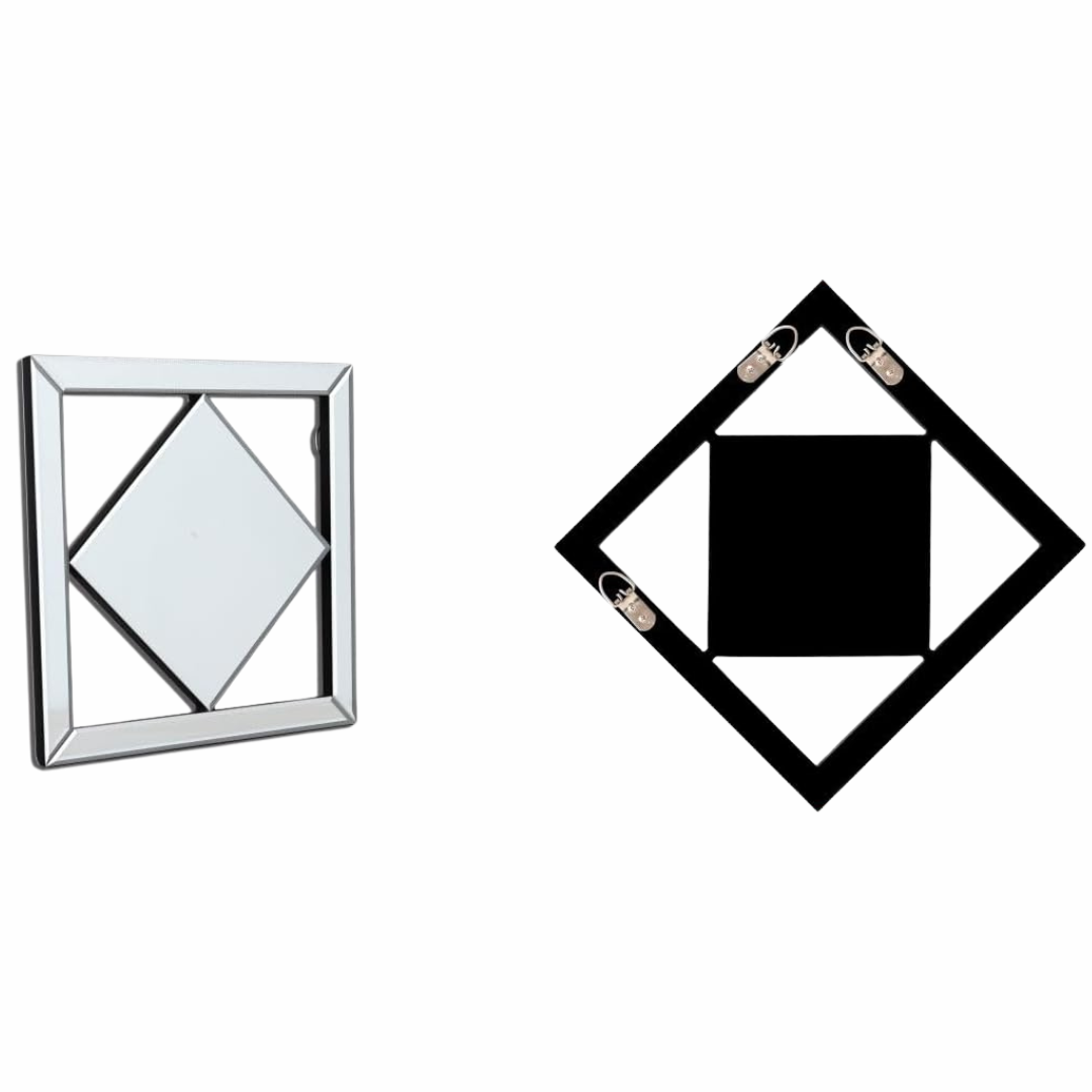 2 Pieces 12x12inch Middle Rhombus Shape Mirrored Wall Decor