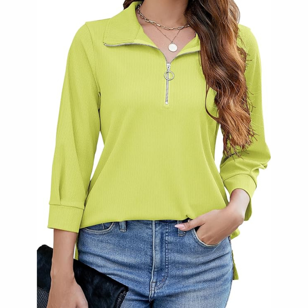 Women's V Neck Business Casual 3/4 Sleeve Tunic Tops (Various Colors)