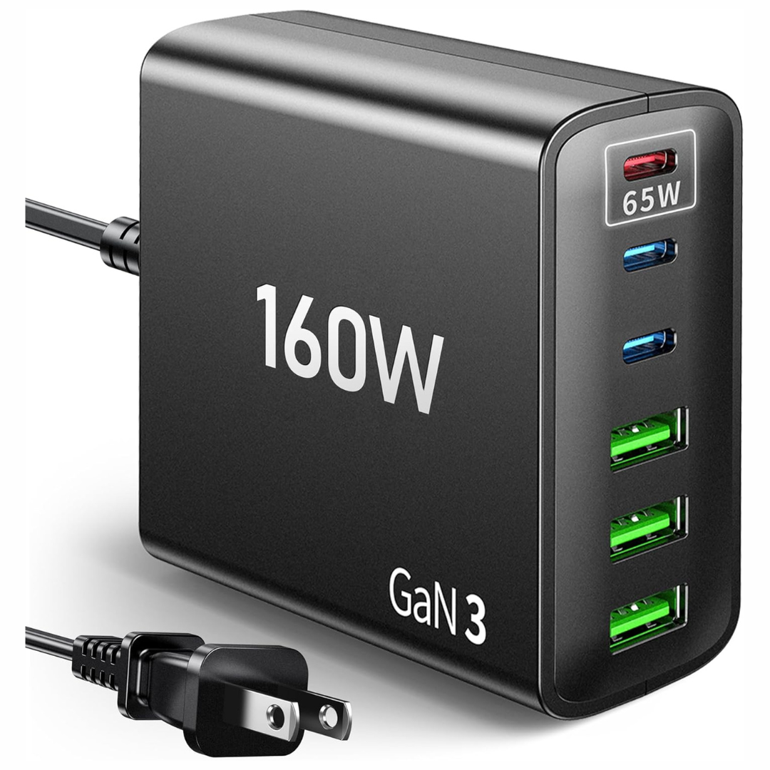 160W 6-Port PD GaN USB Type-C Charging Station Hub