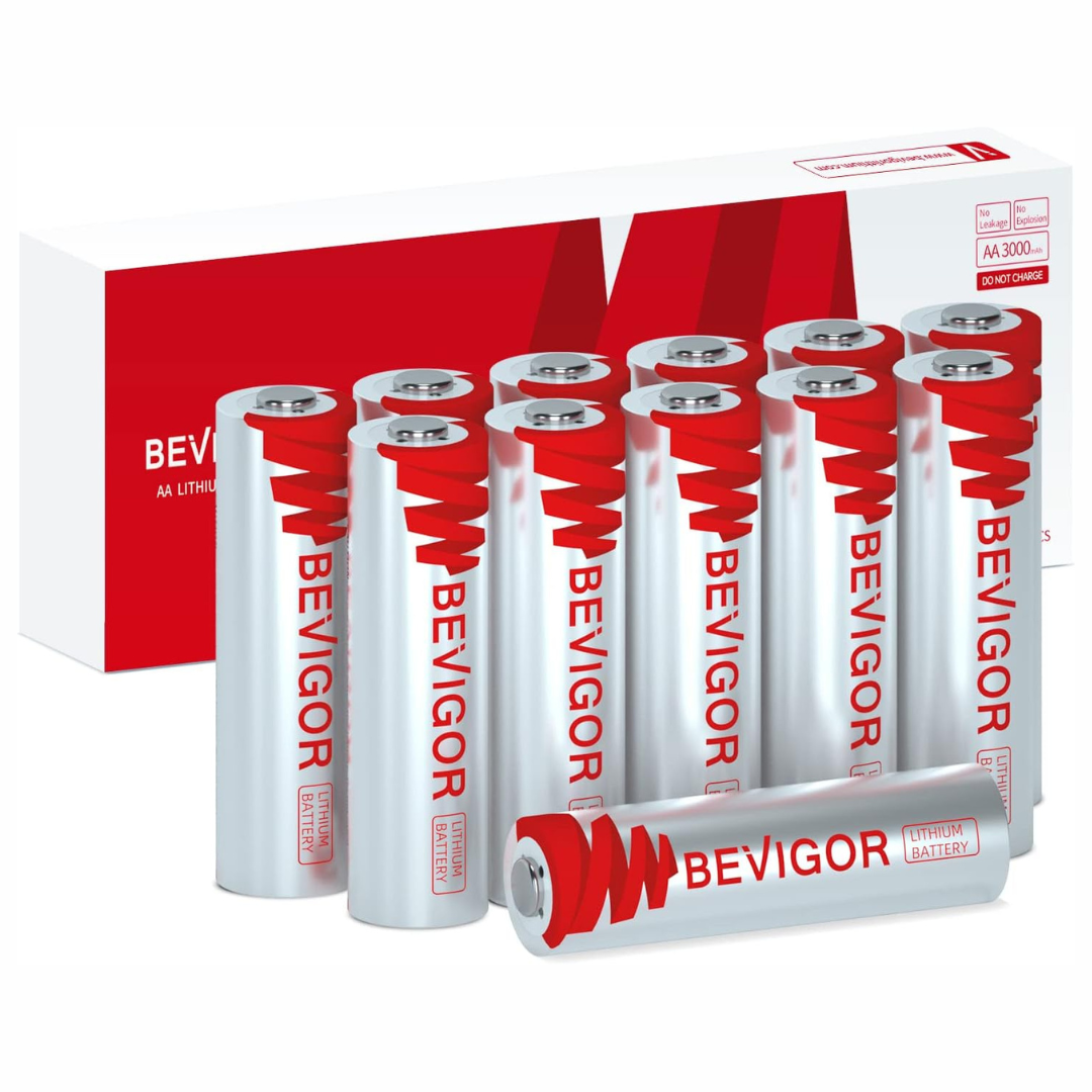 12-Pack Bevigor 3000mAh 1.5V AA Lithium Batteries