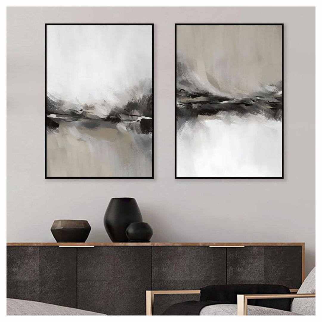 Wall Decor Brown Black Beige Abstract Landscape Posters