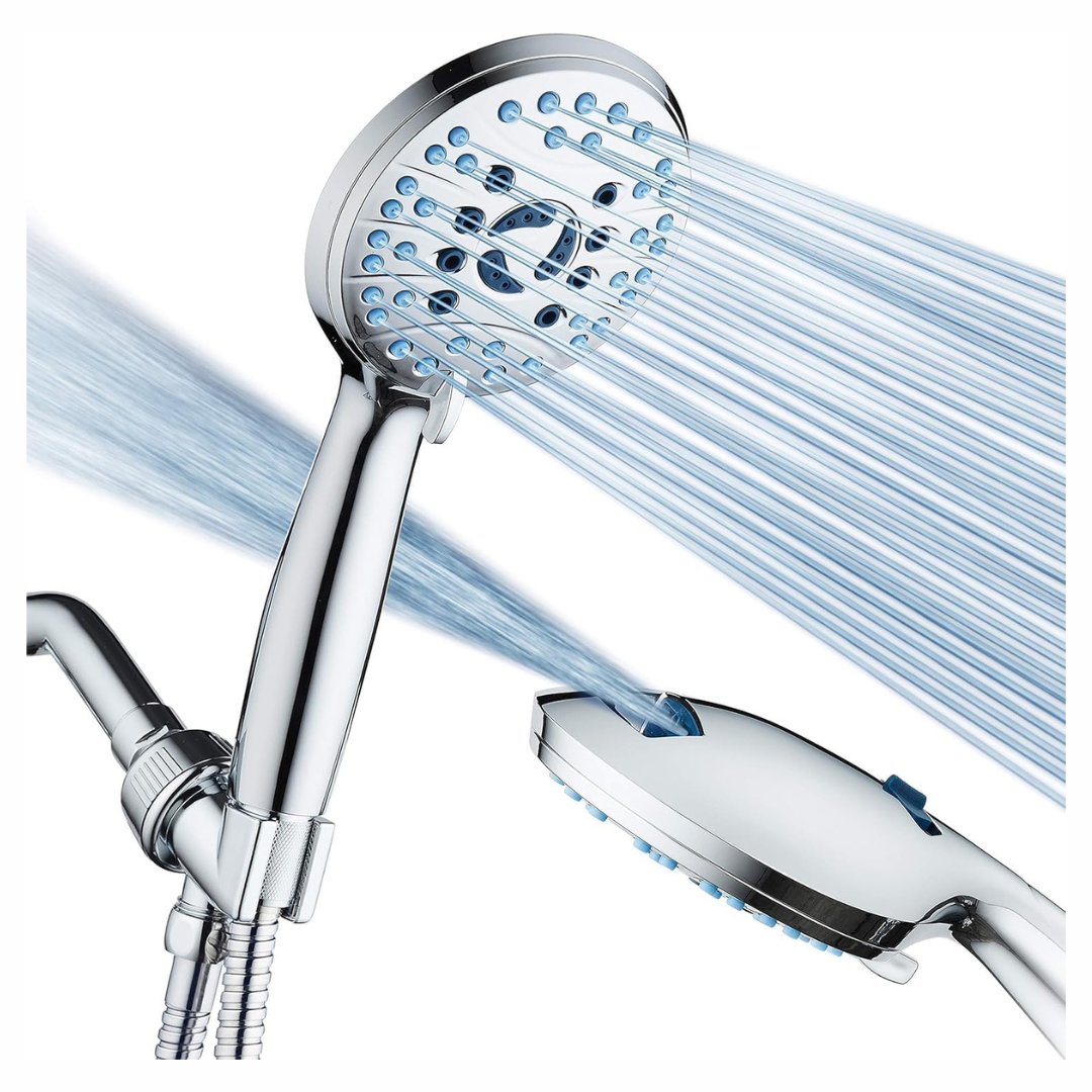 High Pressure 10-Mode Round Handheld Shower Head W/ Built-in Power Wash