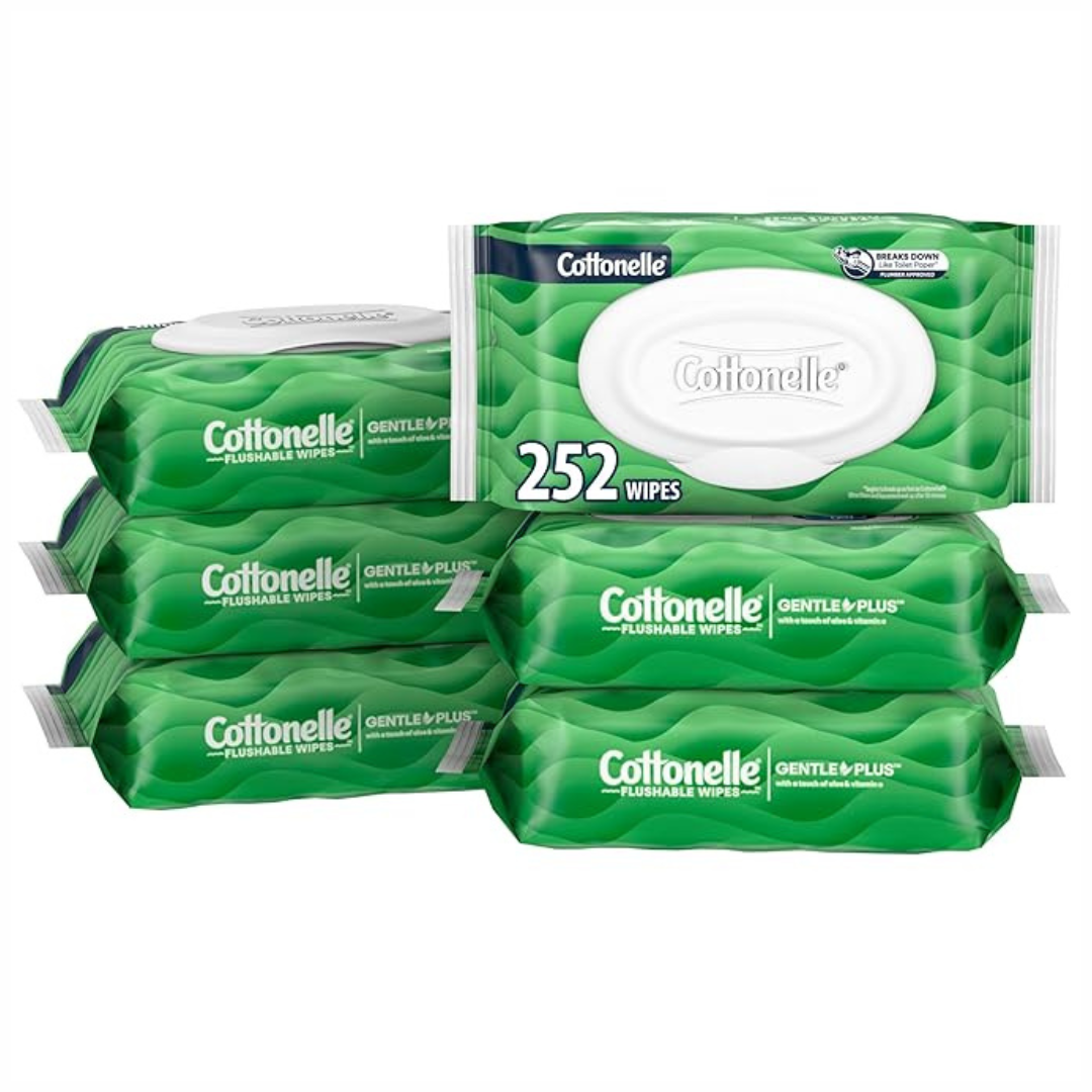 252-Count (6pk x 42ct) Cottonelle GentlePlus Flushable Wipes With Aloe