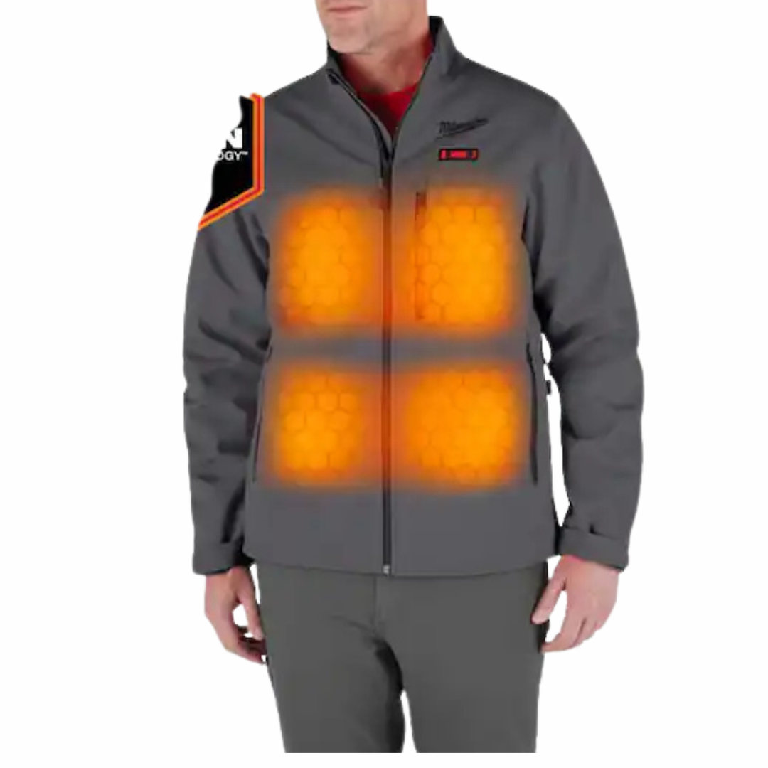 Milwaukee Men's 2X-Large M12 12V Lithium-Ion Cordless TOUGHSHELL Gray Heated Jacket with (1) 3.0 Ah Battery and Charger