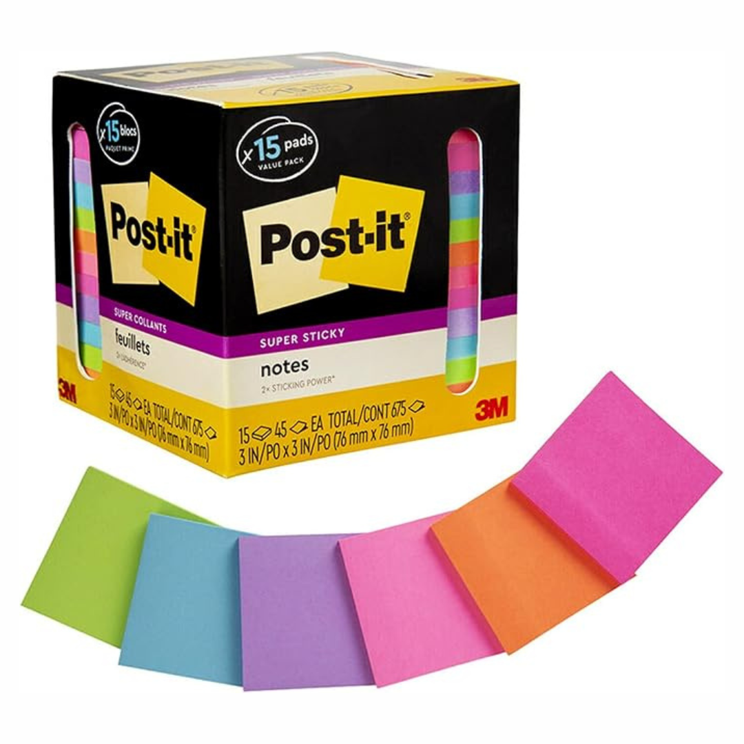 15-Pack 3" x 3" Post-it Super Sticky Notes