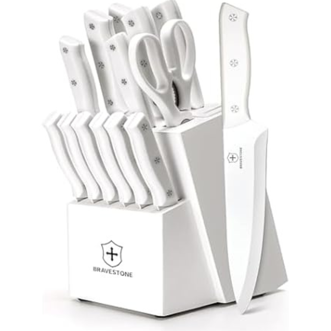 15-Piece Bravestone Kitchen Knife Set with Anti-Slip Handle