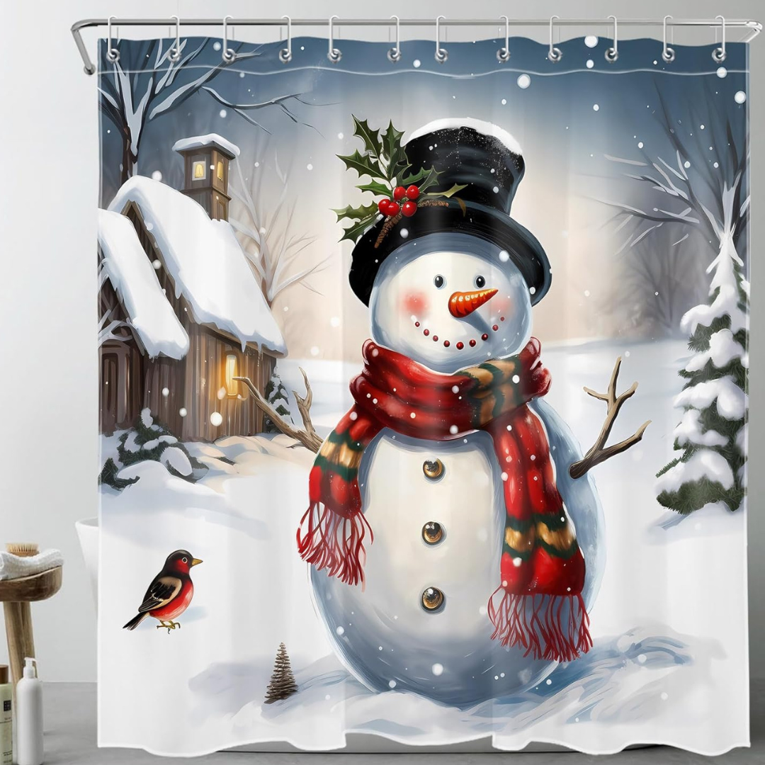 Modern Abstract Winter Snowflake Shower Curtain