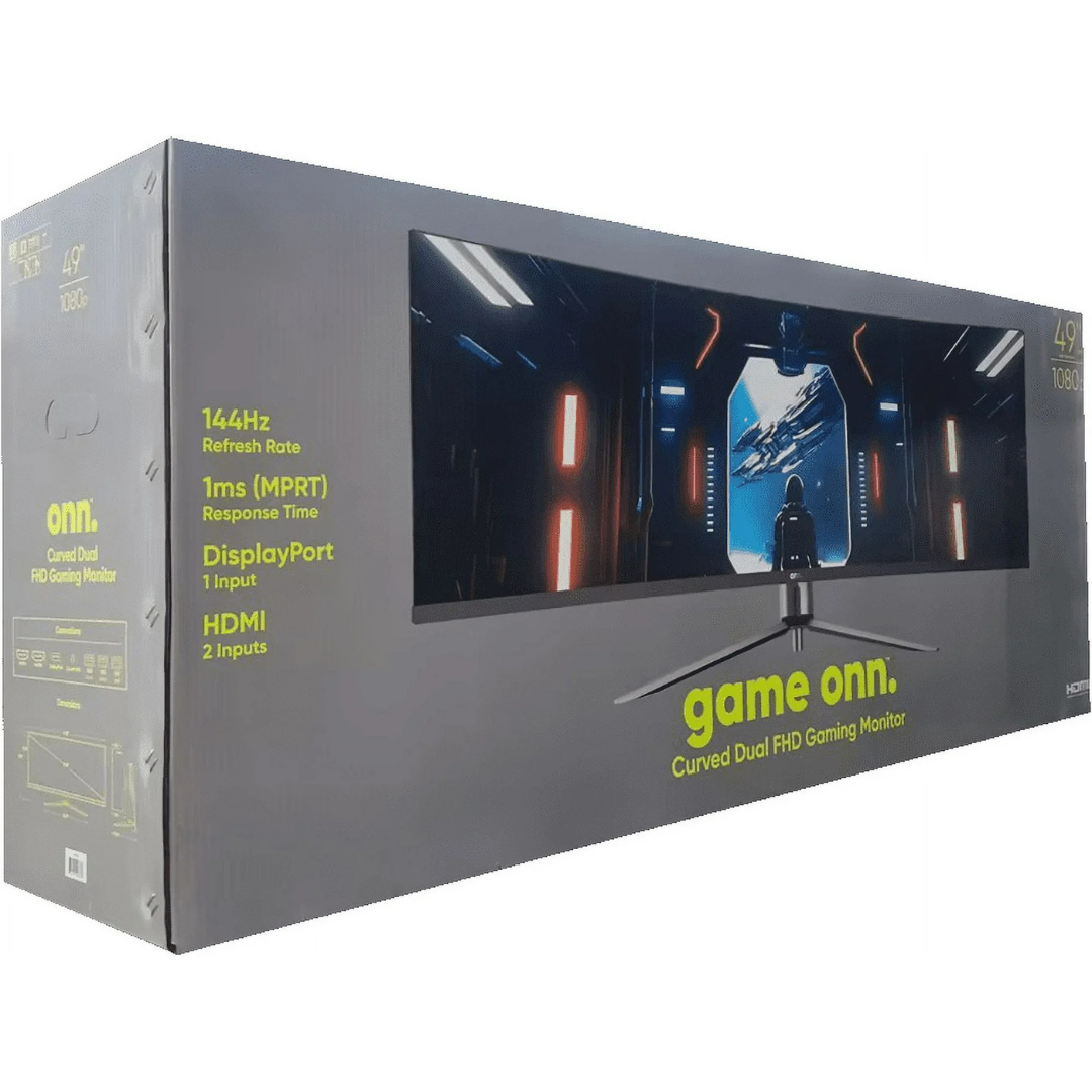 Onn. 49" Curved Dual FHD 144Hz 1ms Gaming Monitor (100133225)