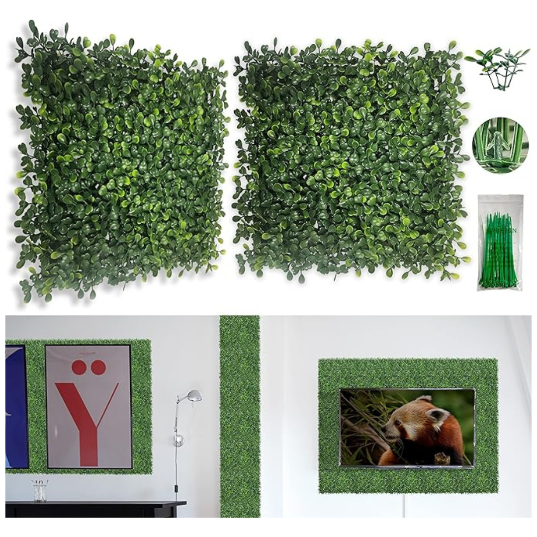 12 Pack Artificial Grass Wall Panel,10"x 10"