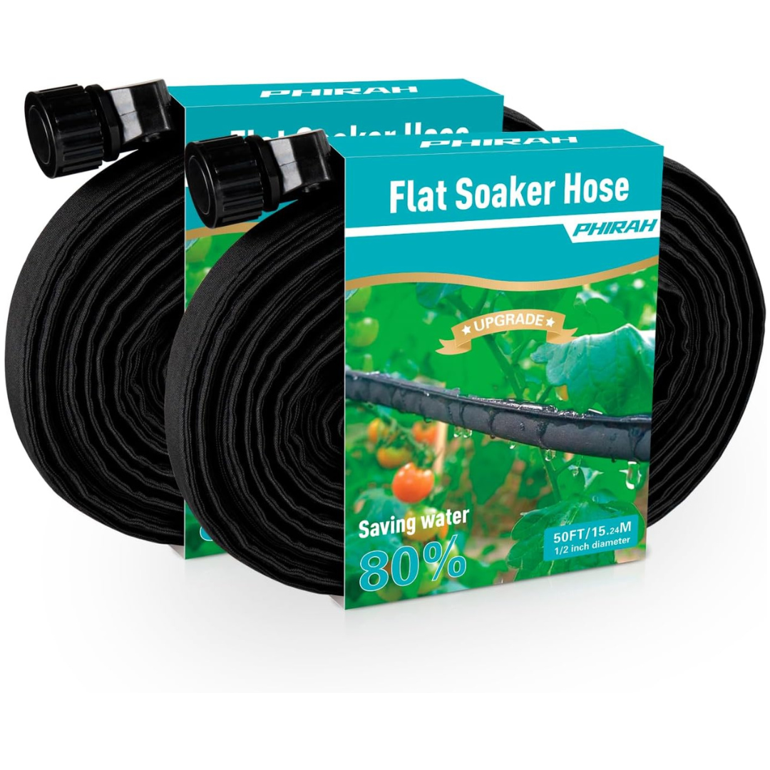 2 Pack 50 ft 1/2" Linkable Consistent Drip Irrigation Hose