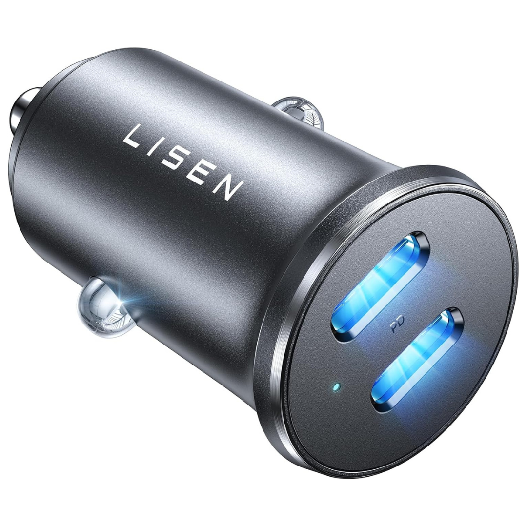 Lisen 90W Metal Mini Dual-Port USB-C Car Charger