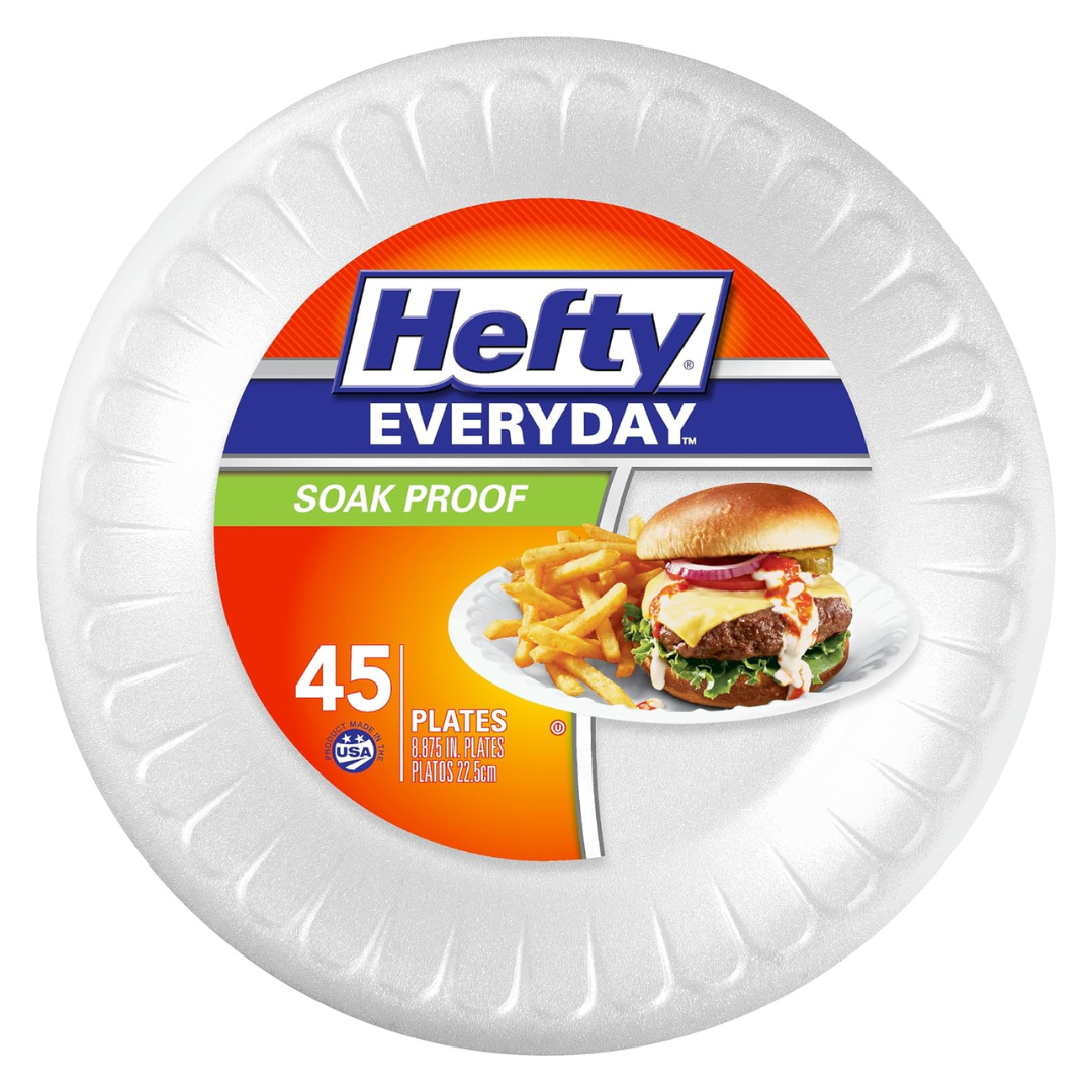 Hefty Everyday 9 Inch Foam Plates (45 Count)