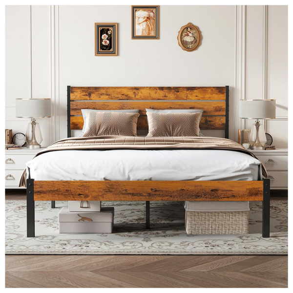 Sweetcrispy Queen Bed Frame With Headboard