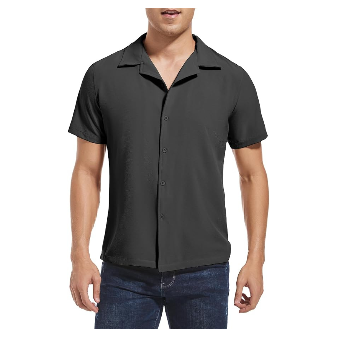 Men's Summer Beach Casual Short Sleeve Textured Vacation Shirts