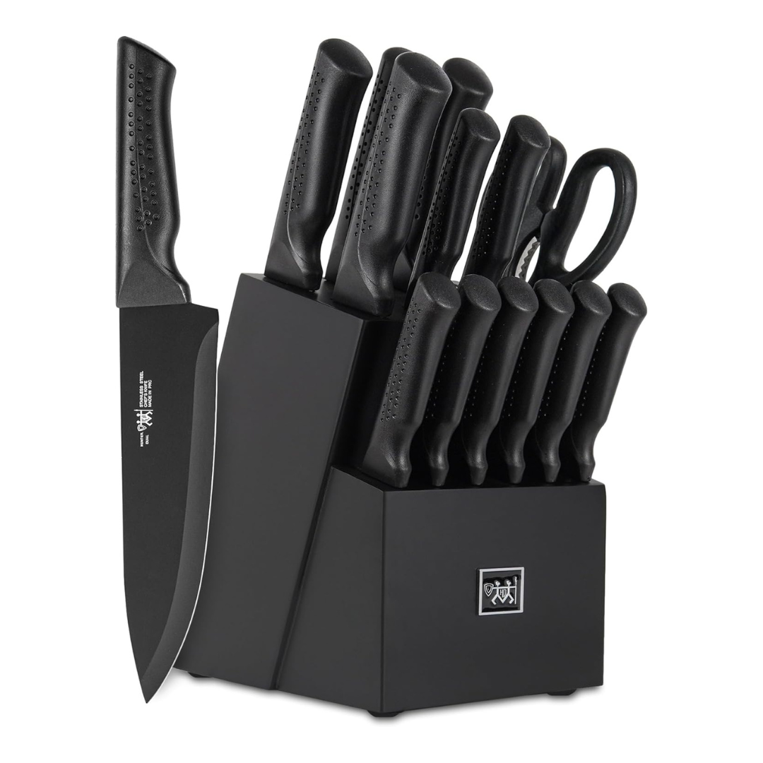 15-Piece Hundop High Carbon Stainless Steel Black Knife Set