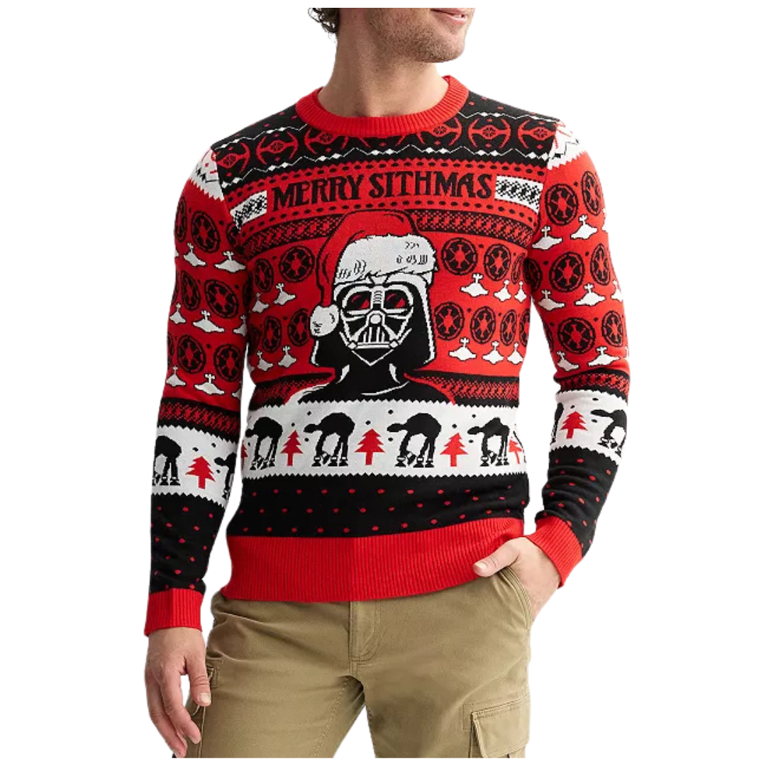 Star Wars Mens Merry Sithmas Graphic Intarsia Sweater