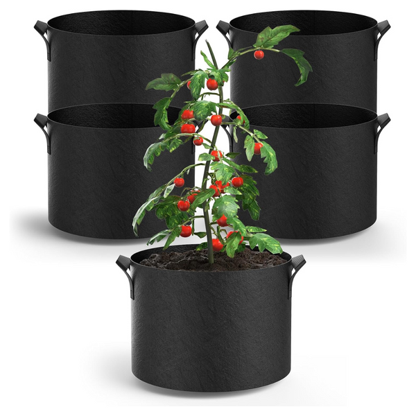 5-Pack 5-Gallon Thickened Plant Grow Bags With Durable Handles