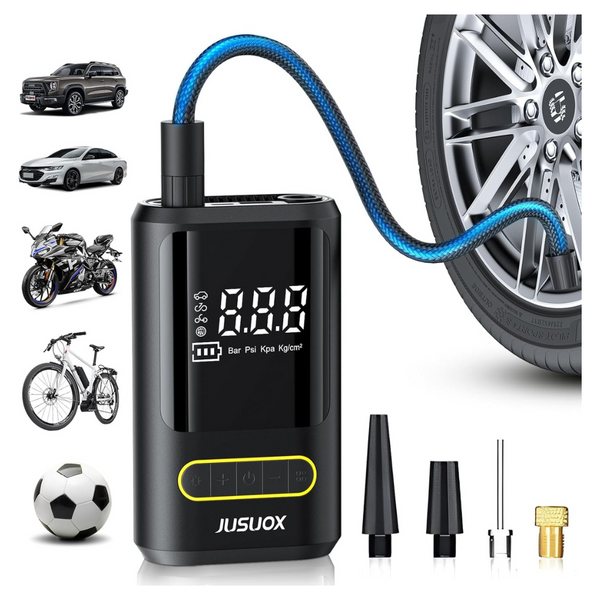 Jusuox 150PSI Portable Air Compressor Tire Inflator With Built-in Pressure Gauge