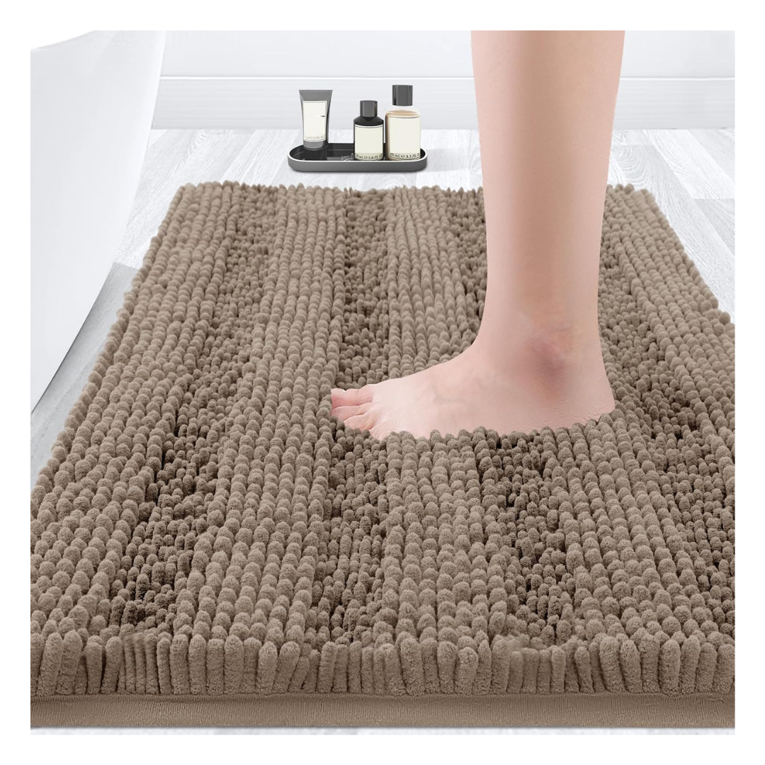 24"x17" Ultra Soft Striped Non Slip Bathroom Rug