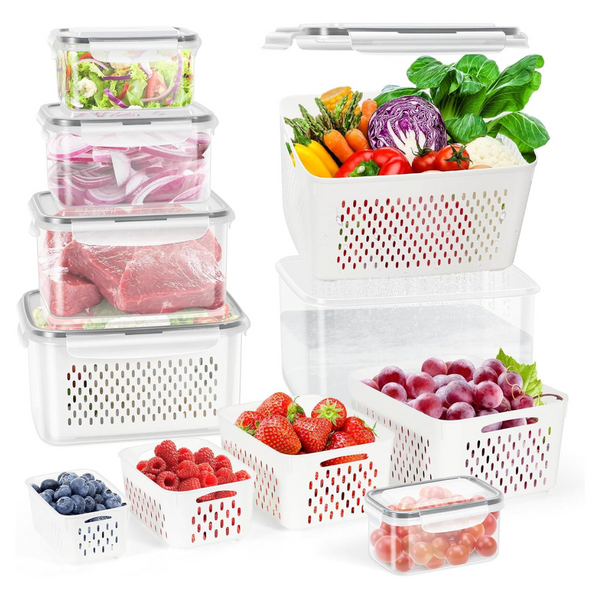 12-Piece BPA-Free Food Storage Container W/Colanders & Airtight Lids