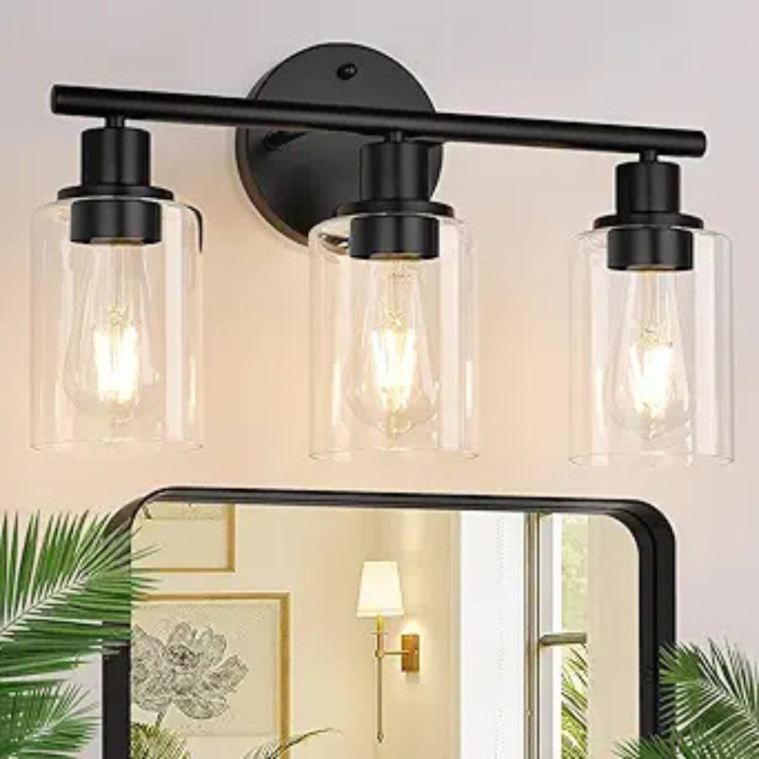 Zarbitta 3-Light Bathroom Black Modern Vanity Lights Fixtures