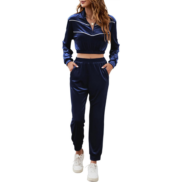 Women's Cute Long Sleeve Zip Up Velour Tracksuits