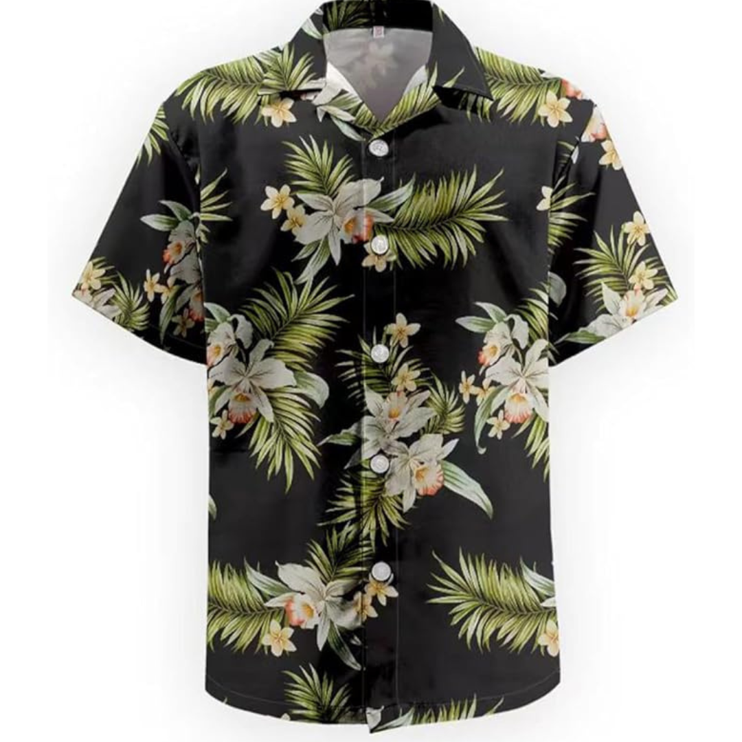 Men's Hawaiian Tropical Beach Summer V Neck Floral Shirt