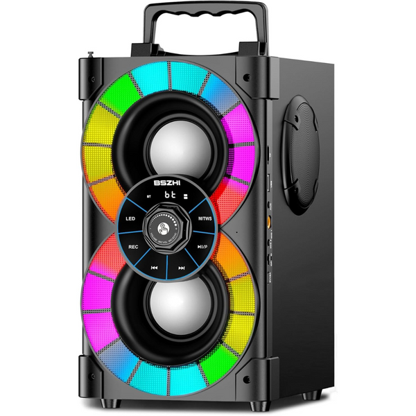 80W Bluetooth Powerful Speaker with Subwoofer, FM Radio, LED Lights