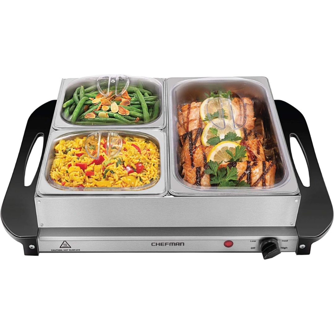 Chefman Electric Buffet Server + Warming Tray with Temp Hot Plate