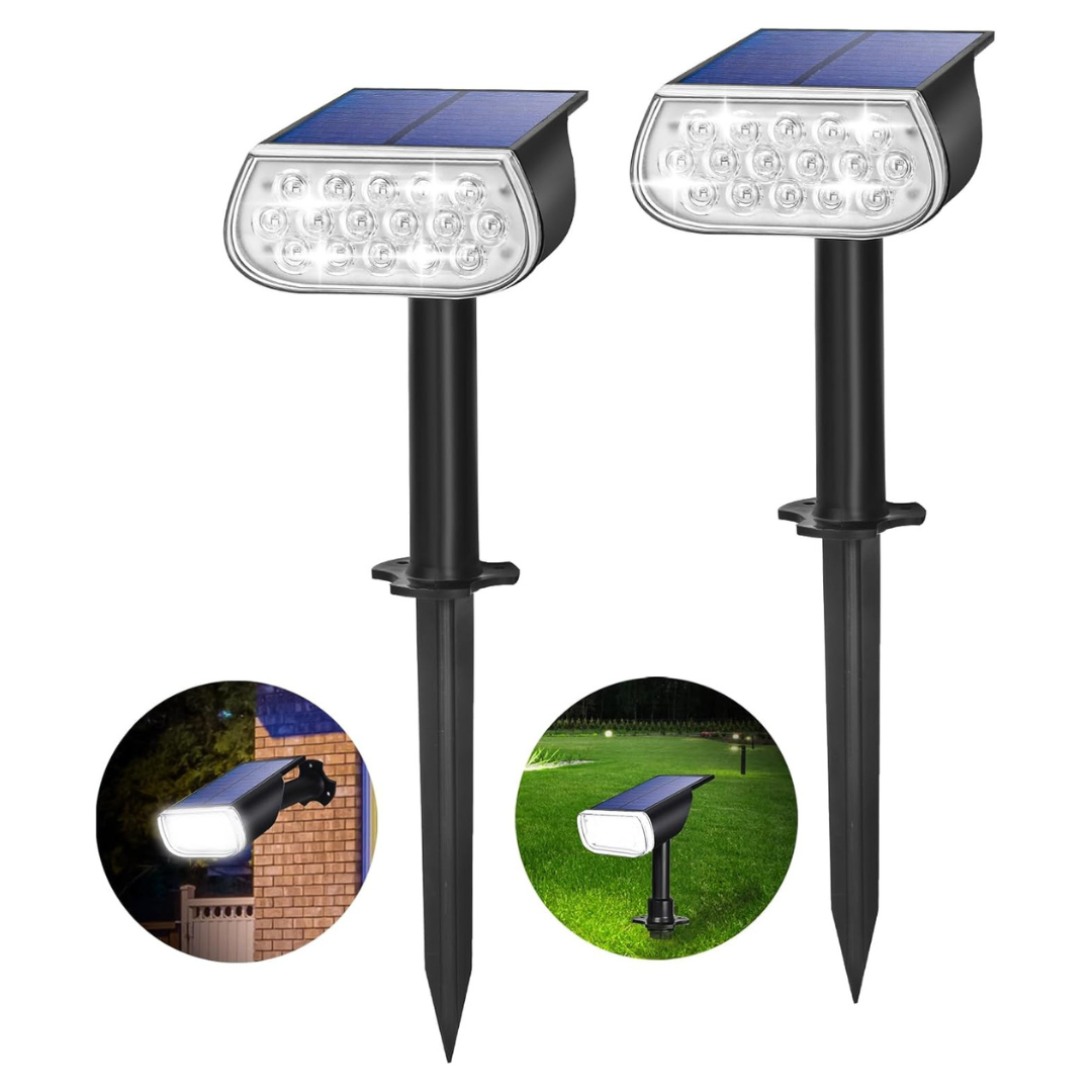 2-Pack WaitScher IP67 Waterproof Solar Spot Lights