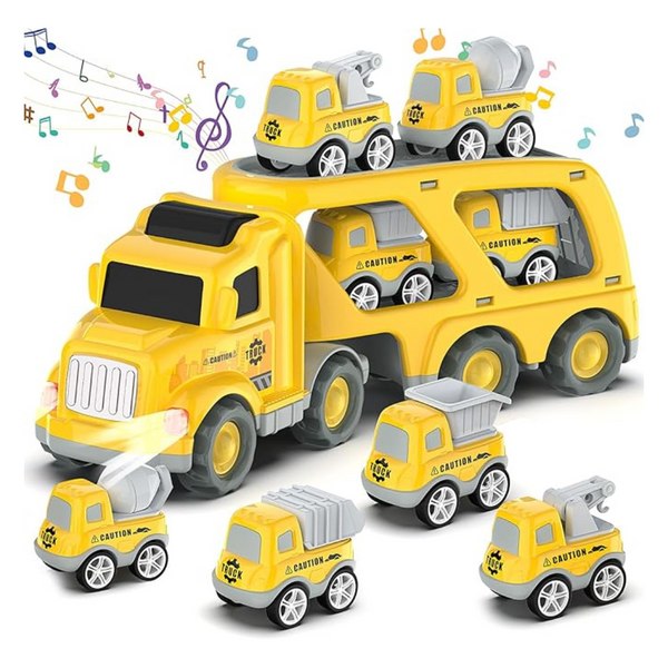 5 In 1 Carrier Transport City Vehicles Toys With Light Sound