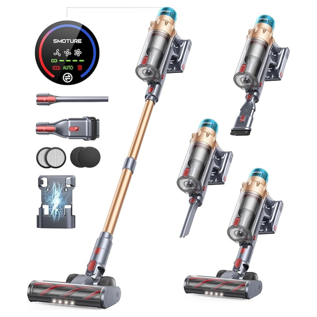 550W Cordless Vacuum Cleaner with 60-Min Runtime & Charging Dock