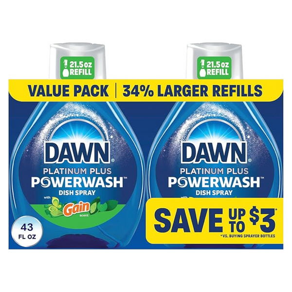 2-Pack Dawn Platinum Plus Powerwash Dish Spray Soap Refills, 43 Fl Oz