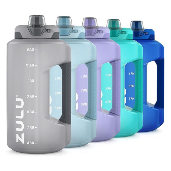 Zulu Goals 64oz Large Water Bottle Jug With Time Marker & Handle (2 Colors)