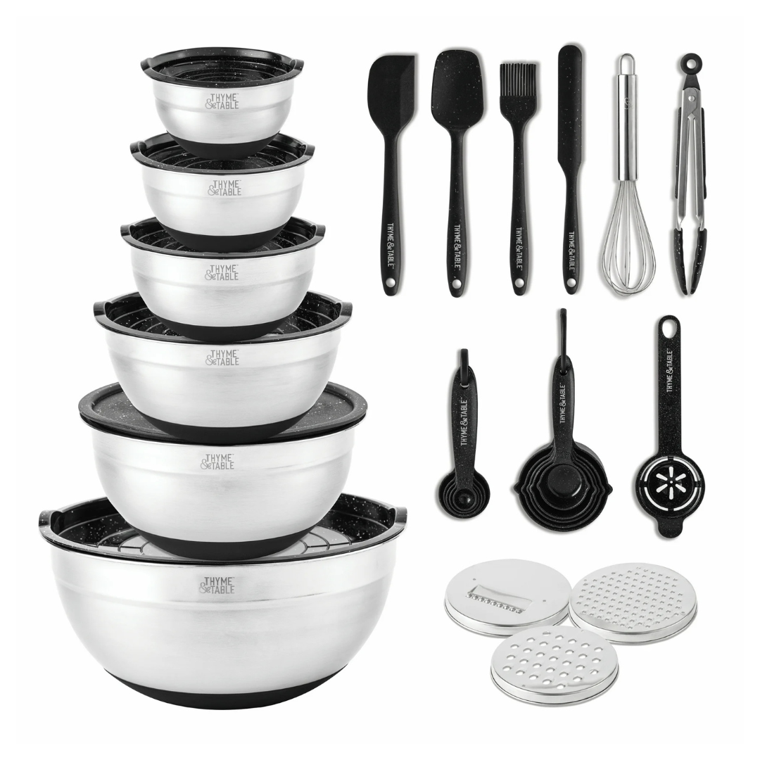 32-Piece Thyme & Table Stainless Steel Mixing Bowls And Food Prep Set