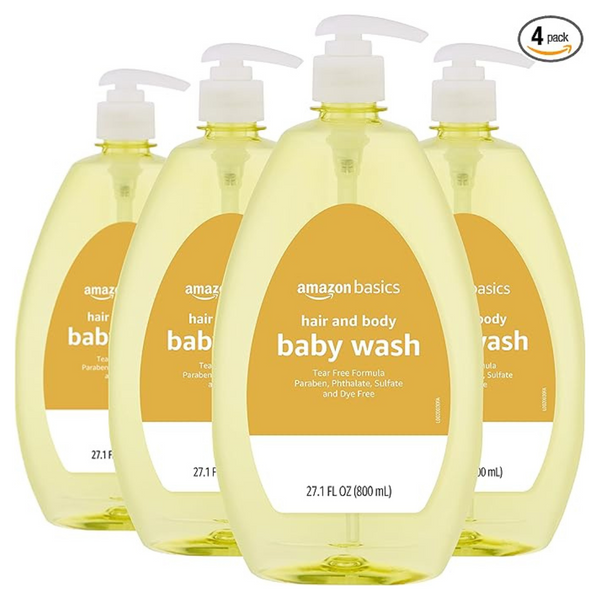 4-Pack 27.1 Fl Oz Amazon Basics Tear-Free Baby Hair And Body Wash