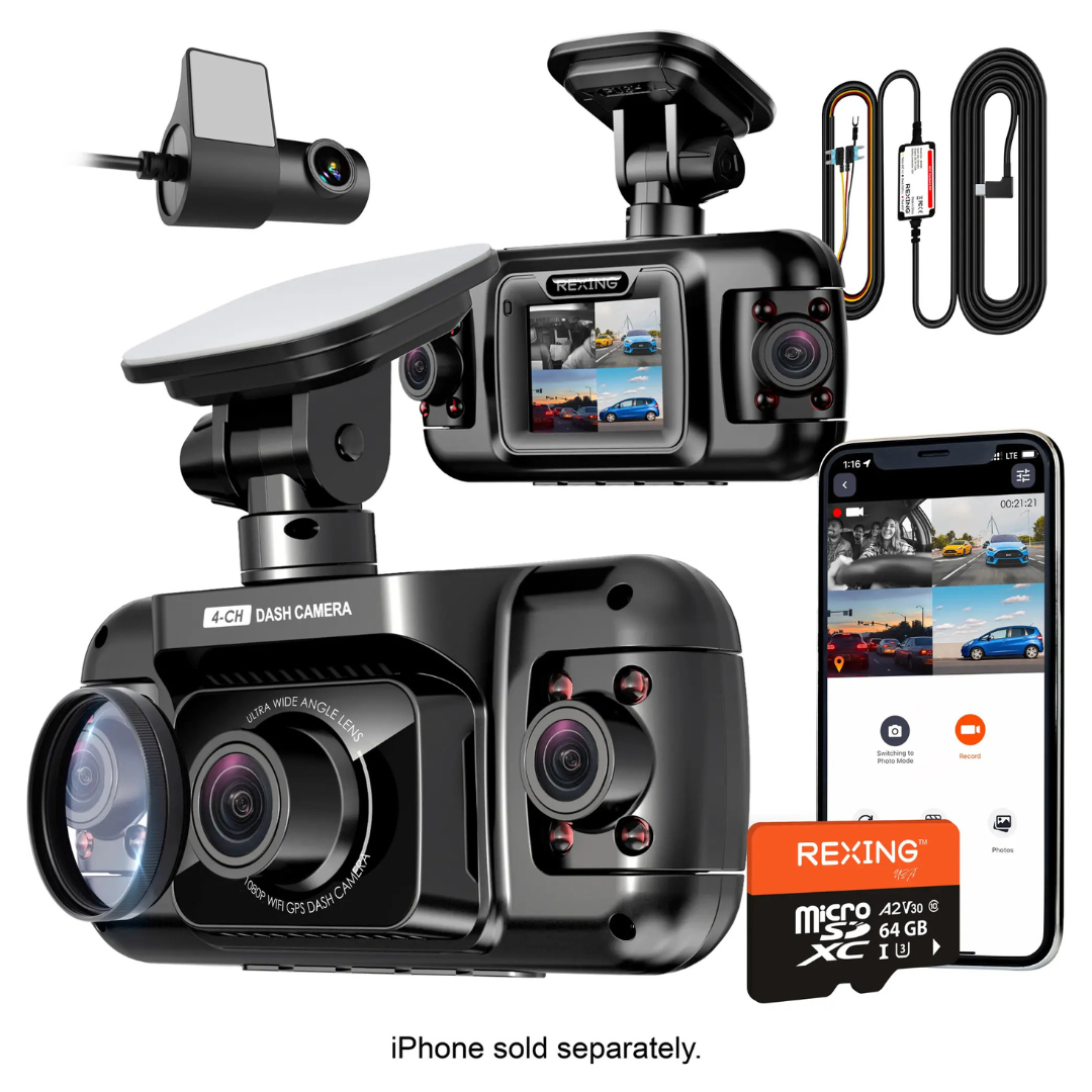 Rexing R4 4 Channel Dash Cam W/All Around 1080p Resolution, Wi-Fi, & GPS