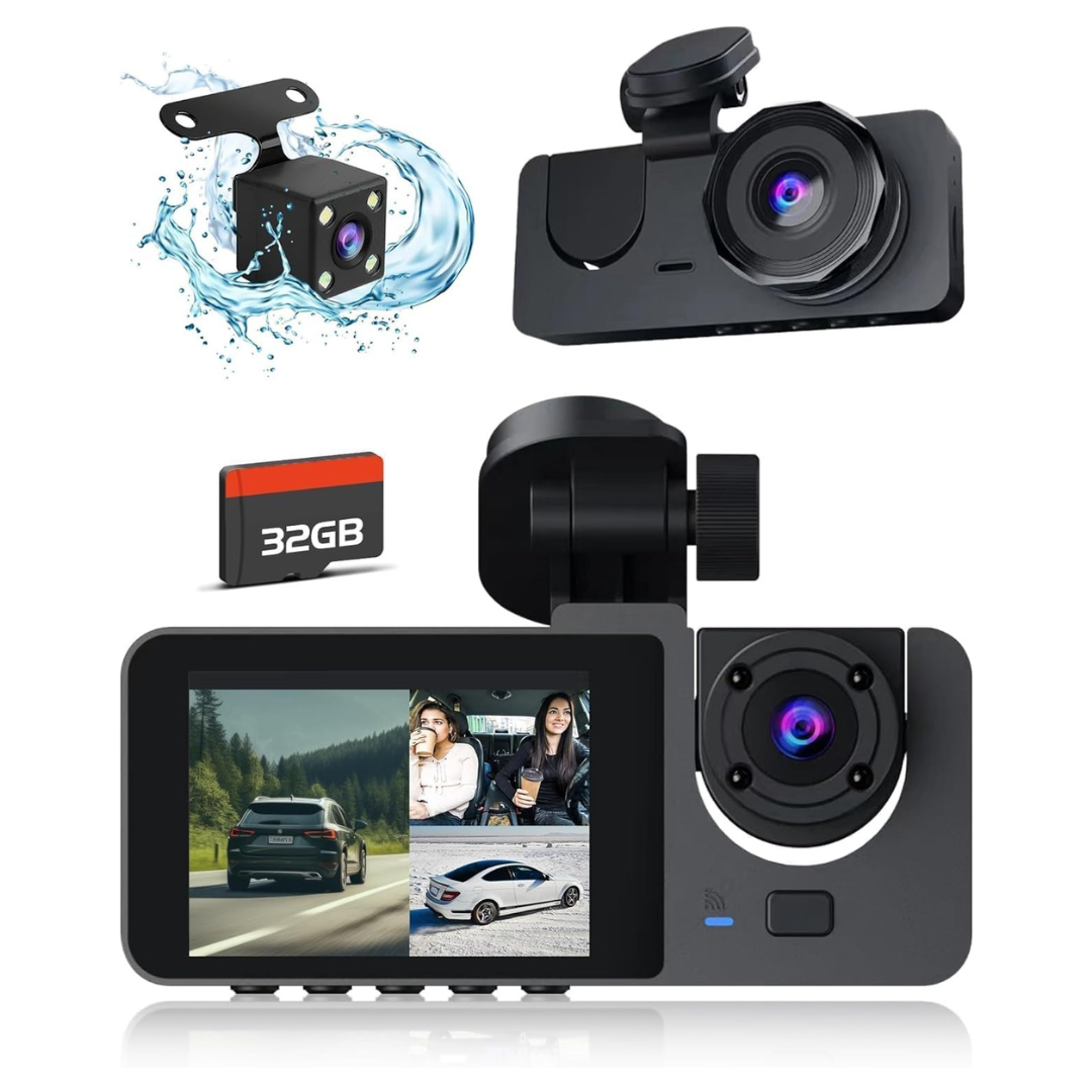 4K Full UHD 3 Channel Front And Rear Inside Dash Camera