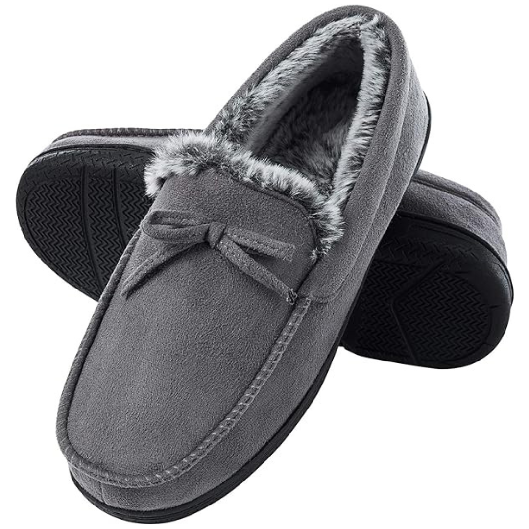 Men's Moccasin Suede Memory Foam House Slippers