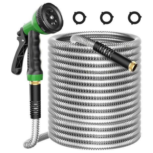 50ft Leak-Proof Stainless Steel Metal Water Garden Hose