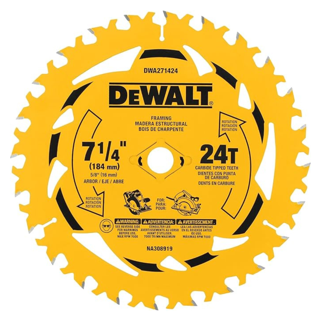 Dewalt 7-1/4 Circular Saw Blade 24 Tooth With 5/8 Arbor (DWA271424)