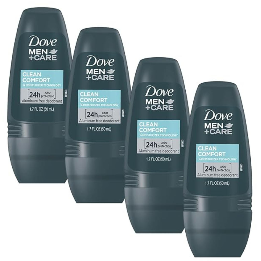 4-Pack 1.7 Oz Dove Men+Care Clean Comfort Roll On Deodorant