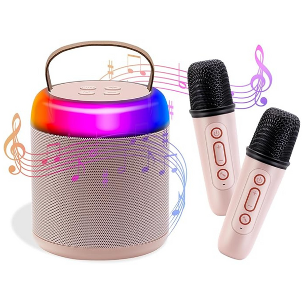 Portable Bluetooth Mini Karaoke Machine With 2 Wireless Microphones