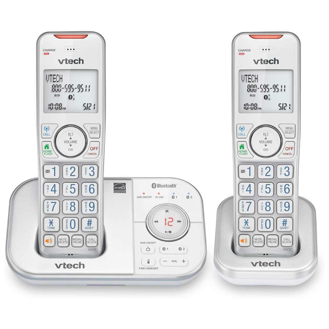 VTech DECT 6.0 Bluetooth 2 Handset Cordless Phone With Answering Machine, Call Blocking, Caller ID, Intercom And Connect to Cell