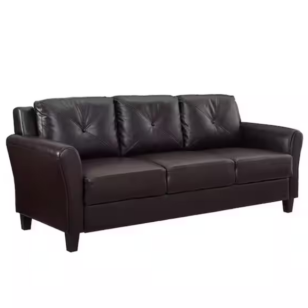 Lifestyle Solutions Romeo 31.5" Java Faux Leather 3-Seater Sofa