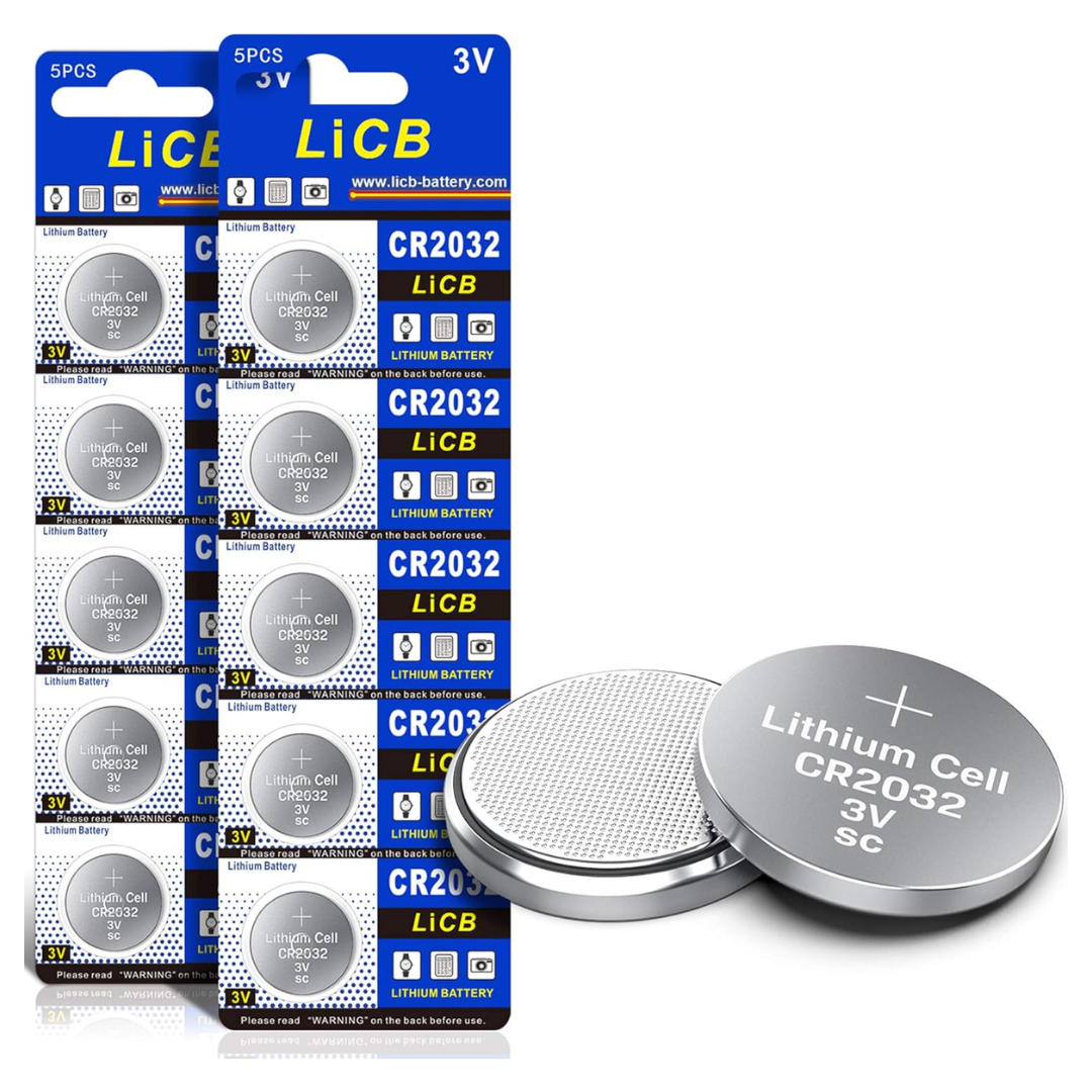 10-Count LiCB CR2032 3V Lithium Coin Batteries