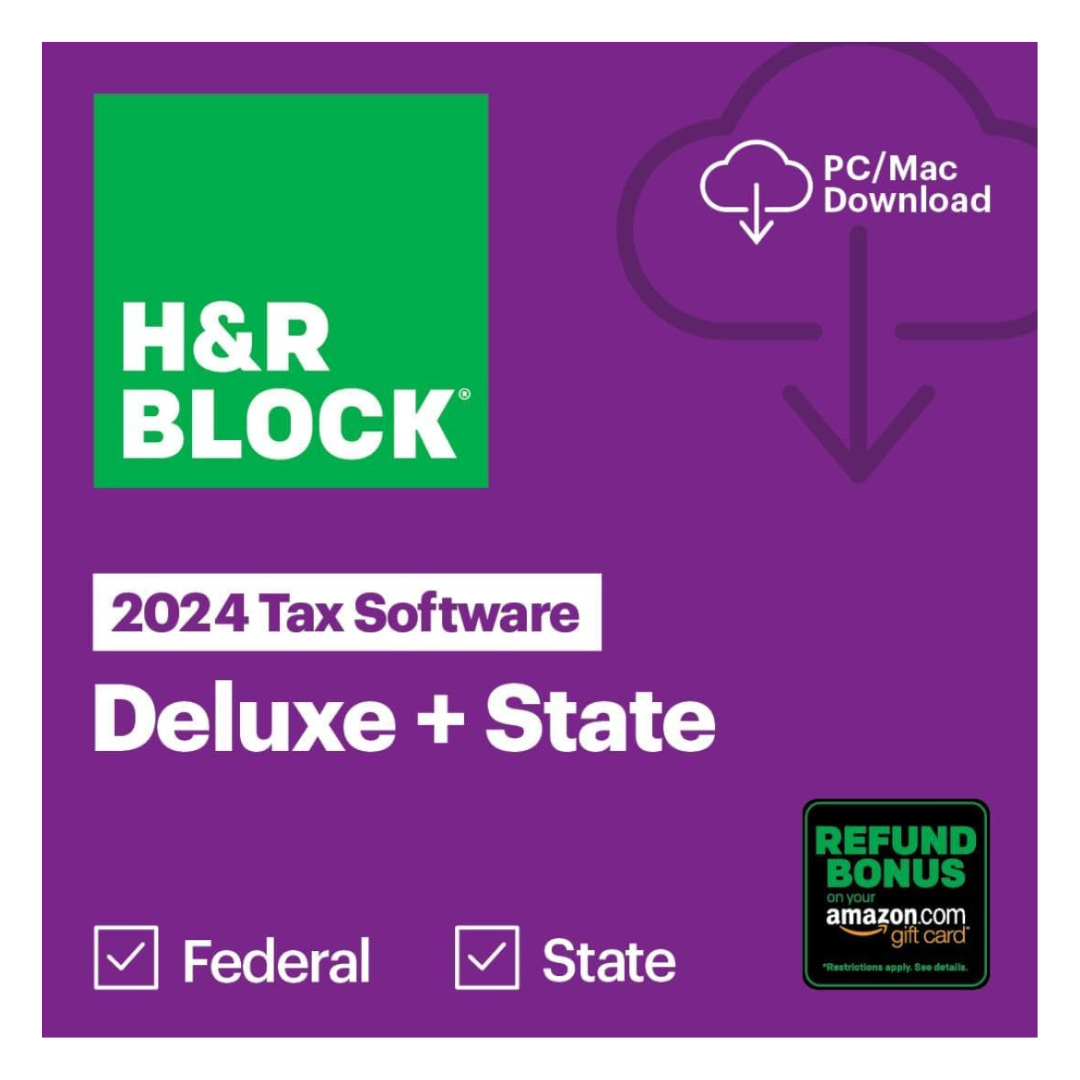 H&R Block Tax Software Deluxe + State 2024 With Refund Bonus Offer