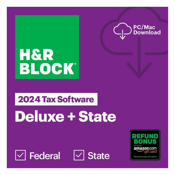 H&R Block Tax Software Deluxe + State 2024 With Refund Bonus Offer